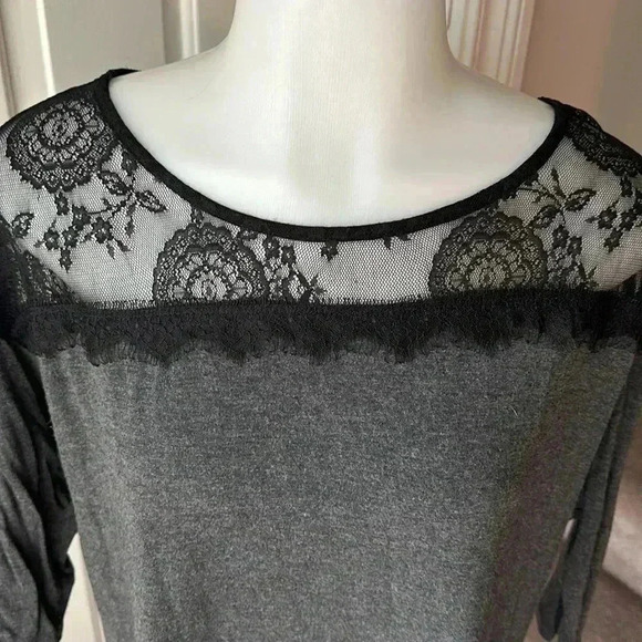 Size M black lace and gray top from Charming Charlie - Picture 2 of 5
